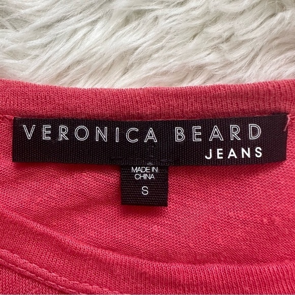 Veronica Beard Top Prema Eyelet Ruffle Crewneck Tee Linen Short Sleeve S - Picture 8 of 11